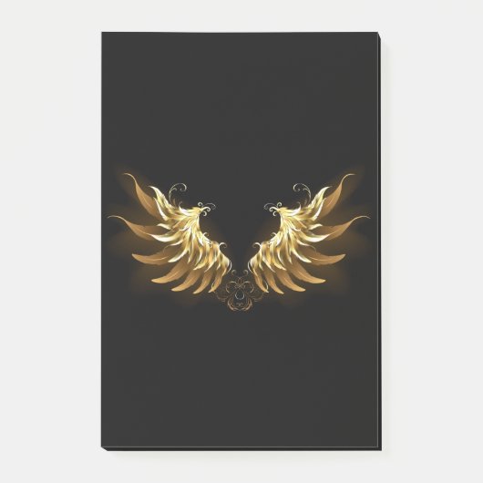 Golden Angel Wings op zwarte achtergrond Post-it® Notes (Voorkant)