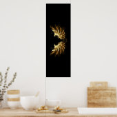Golden Angel Wings op zwarte achtergrond Poster (Keuken)