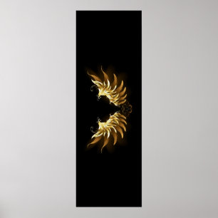 Golden Angel Wings op zwarte achtergrond Poster