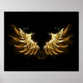 Golden Angel Wings op zwarte achtergrond Poster (Voorkant)