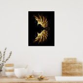 Golden Angel Wings op zwarte achtergrond Poster (Keuken)