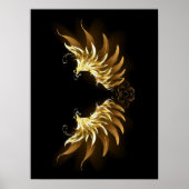 Golden Angel Wings op zwarte achtergrond Poster (Voorkant)