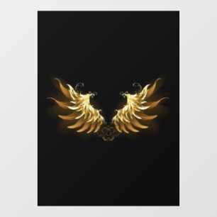 Golden Angel Wings op zwarte achtergrond Raamsticker