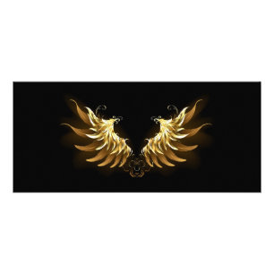 Golden Angel Wings op zwarte achtergrond Reclamekaart