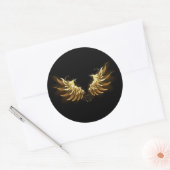 Golden Angel Wings op zwarte achtergrond Ronde Sticker (Envelop)