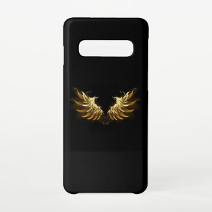 Golden Angel Wings op zwarte achtergrond Samsung Galaxy S10 Hoesje