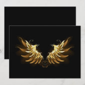 Golden Angel Wings op zwarte achtergrond Save The Date (Voorkant / Achterkant)