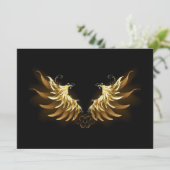 Golden Angel Wings op zwarte achtergrond Save The Date (Staand voorkant)
