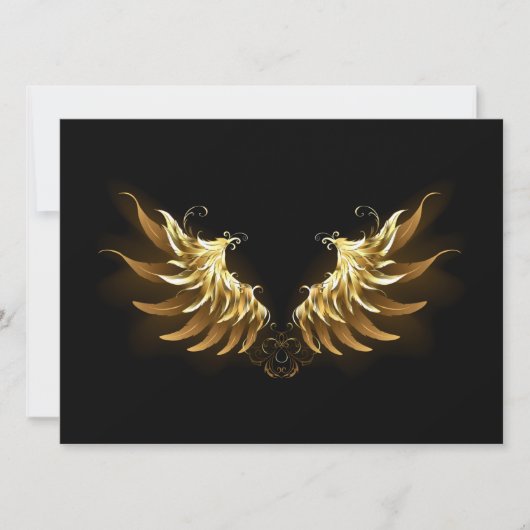 Golden Angel Wings op zwarte achtergrond Save The Date (Voorkant)