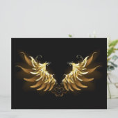Golden Angel Wings op zwarte achtergrond Save The Date (Staand voorkant)