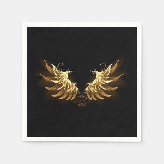 Golden Angel Wings op zwarte achtergrond Servet (Voorkant)