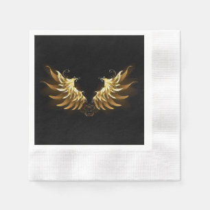 Golden Angel Wings op zwarte achtergrond Servet
