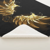 Golden Angel Wings op zwarte achtergrond Sherpa Deken (3/4)