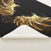 Golden Angel Wings op zwarte achtergrond Sherpa Deken (3/4)
