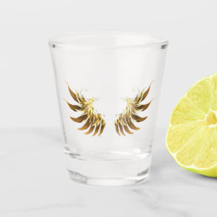 Golden Angel Wings op zwarte achtergrond Shot Glas