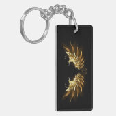Golden Angel Wings op zwarte achtergrond Sleutelhanger (Voorkant Links)