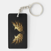Golden Angel Wings op zwarte achtergrond Sleutelhanger (achterkant)