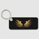 Golden Angel Wings op zwarte achtergrond Sleutelhanger (Achterkant)