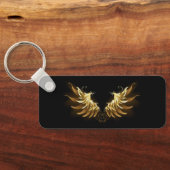 Golden Angel Wings op zwarte achtergrond Sleutelhanger (Achterkant)