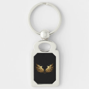 Golden Angel Wings op zwarte achtergrond Sleutelhanger