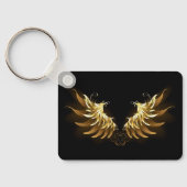 Golden Angel Wings op zwarte achtergrond Sleutelhanger (Achterkant)