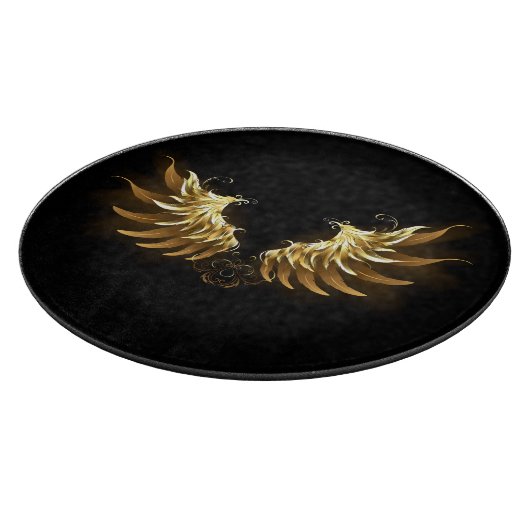 Golden Angel Wings op zwarte achtergrond Snijplank (Hoek)
