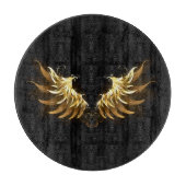 Golden Angel Wings op zwarte achtergrond Snijplank (Voorkant)
