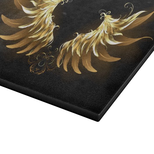 Golden Angel Wings op zwarte achtergrond Snijplank (Hoek)