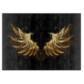 Golden Angel Wings op zwarte achtergrond Snijplank (Voorkant)