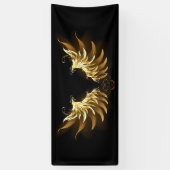 Golden Angel Wings op zwarte achtergrond Spandoek (Verticaal)