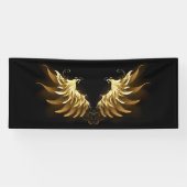 Golden Angel Wings op zwarte achtergrond Spandoek (Horizontaal)