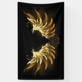 Golden Angel Wings op zwarte achtergrond Spandoek (Verticaal)