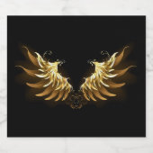 Golden Angel Wings op zwarte achtergrond Sparkling Wijnetiket (Enkel label)
