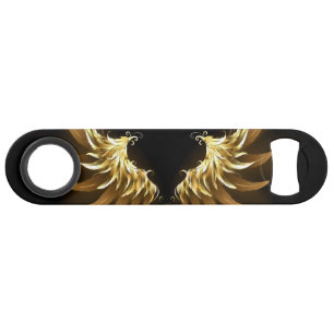 Golden Angel Wings op zwarte achtergrond Speed Flessenopener