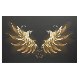 Golden Angel Wings op zwarte achtergrond Stof