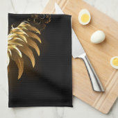 Golden Angel Wings op zwarte achtergrond Theedoek (Quarter Fold)