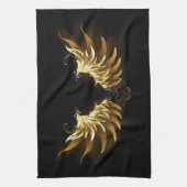 Golden Angel Wings op zwarte achtergrond Theedoek (Verticaal)
