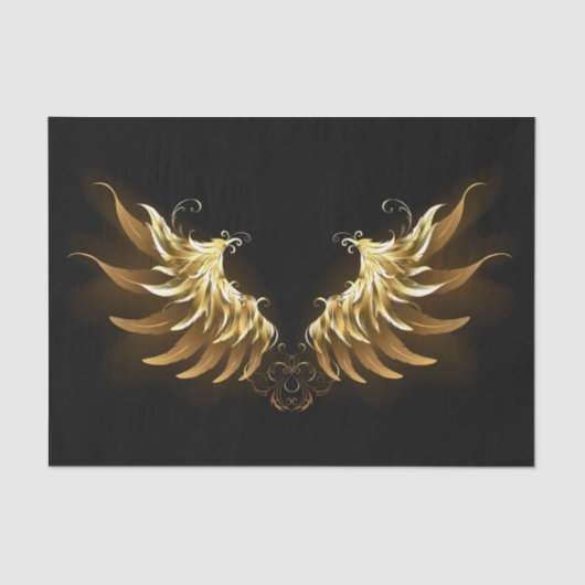 Golden Angel Wings op zwarte achtergrond Tissuepapier (Voorkant)