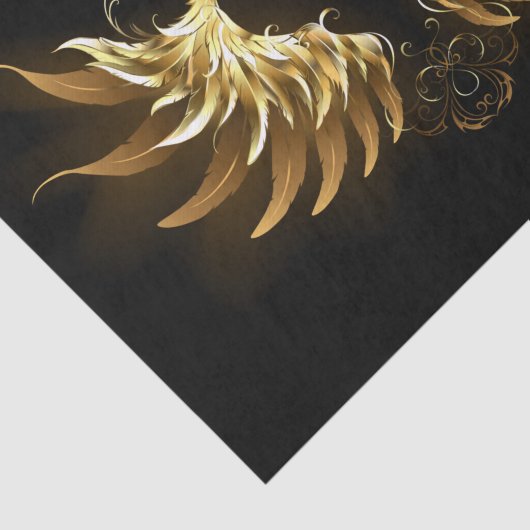 Golden Angel Wings op zwarte achtergrond Tissuepapier (Detail)