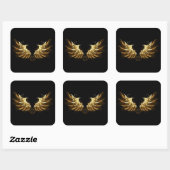 Golden Angel Wings op zwarte achtergrond Vierkante Sticker (Vel)