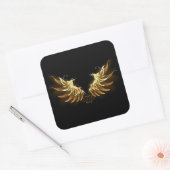 Golden Angel Wings op zwarte achtergrond Vierkante Sticker (Envelop)