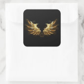 Golden Angel Wings op zwarte achtergrond Vierkante Sticker (Tas)