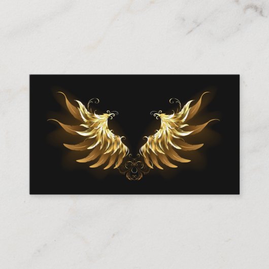 Golden Angel Wings op zwarte achtergrond Visitekaartje (Voorkant)