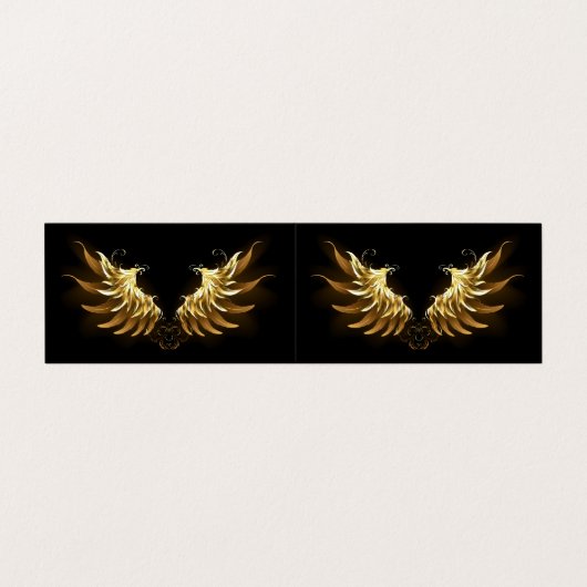 Golden Angel Wings op zwarte achtergrond Visitekaartje (Buitenkant ongevouwen)