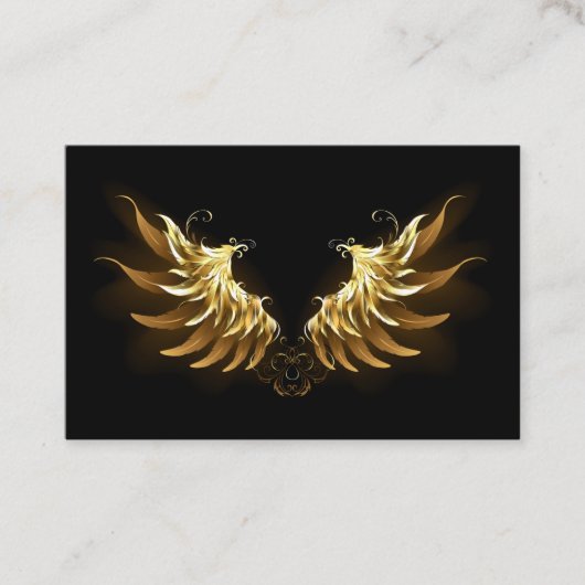 Golden Angel Wings op zwarte achtergrond Visitekaartje (Voorkant)