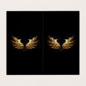 Golden Angel Wings op zwarte achtergrond Visitekaartje (Buitenkant ongevouwen)