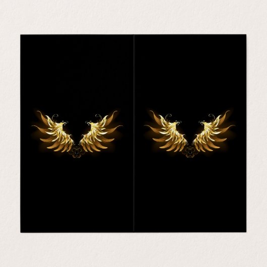 Golden Angel Wings op zwarte achtergrond Visitekaartje (Buitenkant ongevouwen)