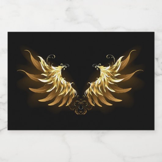 Golden Angel Wings op zwarte achtergrond Voedselcontainer Etiket (Enkel label)