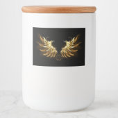 Golden Angel Wings op zwarte achtergrond Voedselcontainer Etiket (Voorkant)