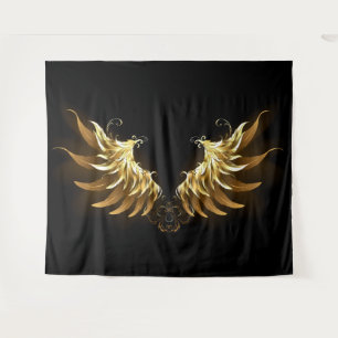 Golden Angel Wings op zwarte achtergrond Wandkleed